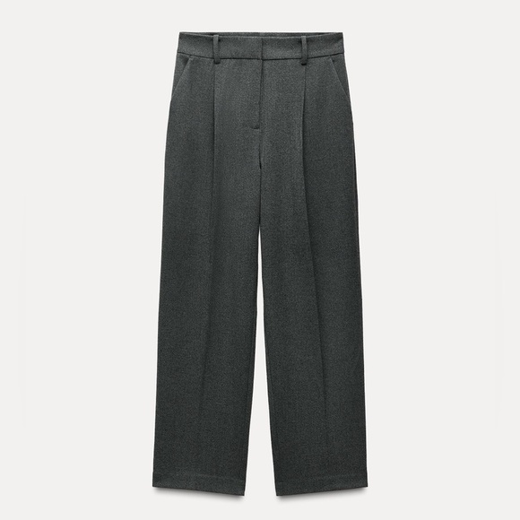NWT ZARA STRAIGHT CUT PLEATED PANTS - Picture 1 of 9